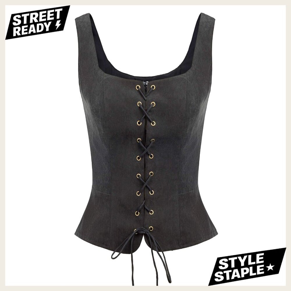 Renaissance Corset Vest XXL Faux Suede Slim Fit Pirate Cosplay Bodice